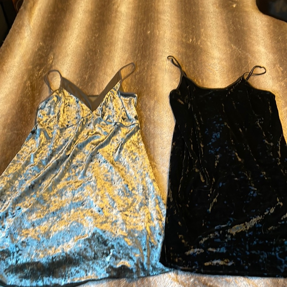 2 velvety slip dresses